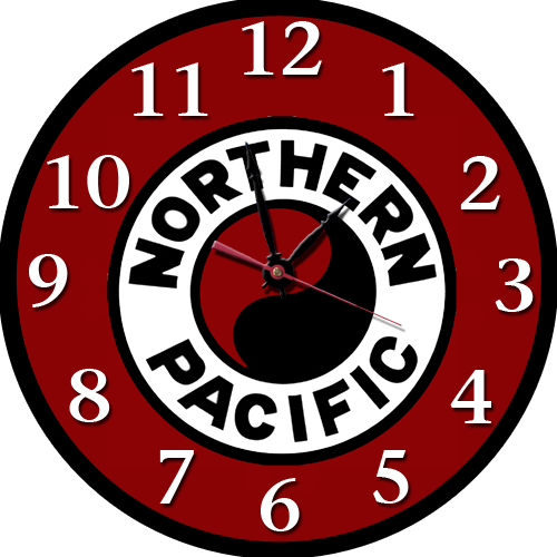 Northern Pacific Railroad Logo Round Clock