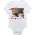 Future Engineer Baby Western Maryland Train Onesie in White