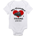 My Grandpa Loves Trains and Me Baby Onesie in White